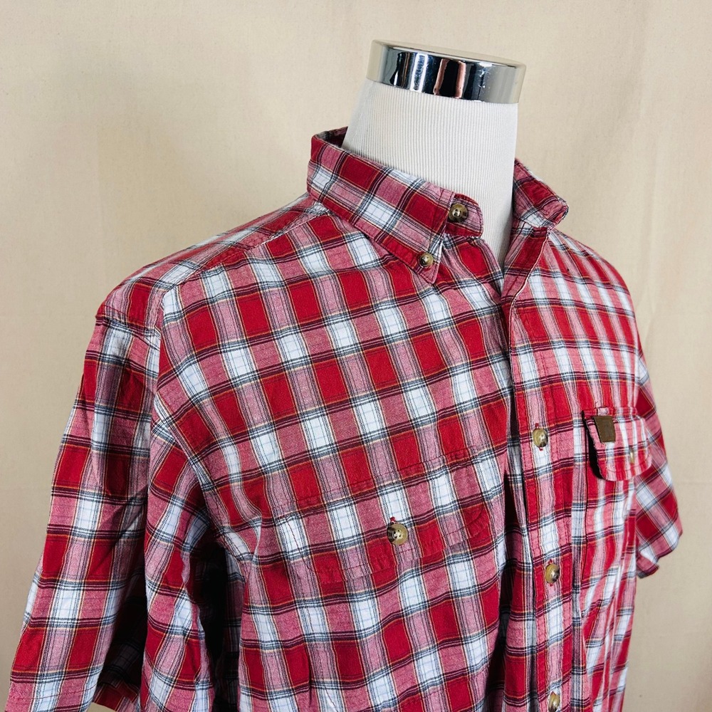 Riggs Wrangler XL Regular Fit Button Down Shirt Red Plaid Workwear Cotton Mens